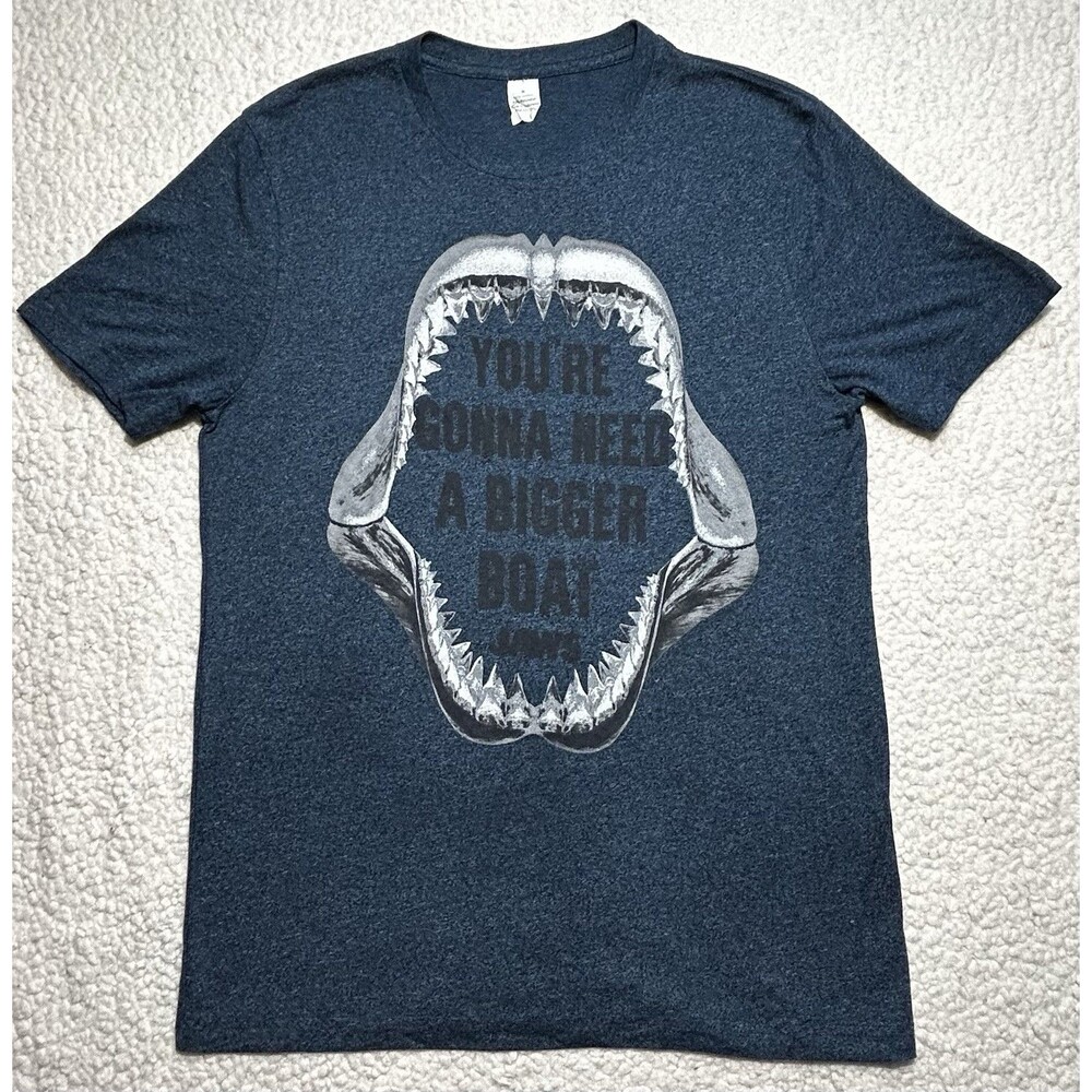 Jaws Mens Blue T-Shirt You're Gonna Need A Bigger Boat Shark Teeth Size M